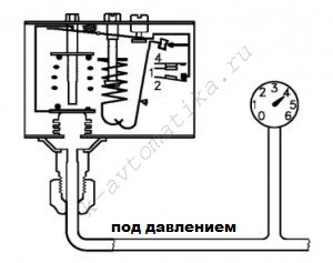 Электрическая схема подключения реле давления данфосс